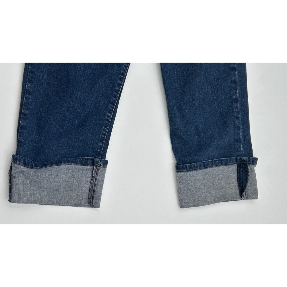 Levis 515 Women Dark Wash Blue Stretch Denim Cuffed Capri Cropped Jeans Size 6 - Picture 4 of 9